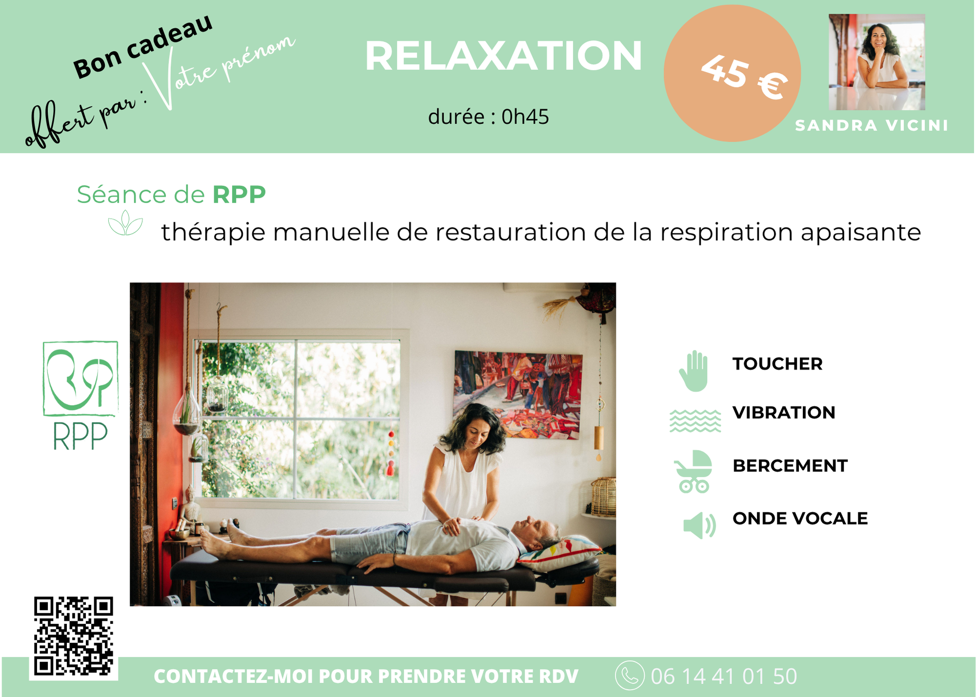 Bon cadeau - 0h45 RELAXATION PNEUMO PHONIQUE (RPP)